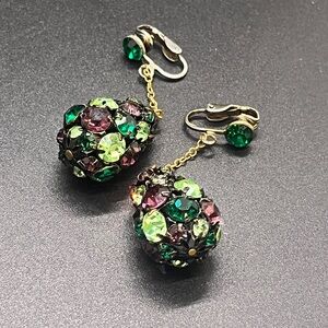 Rare Vintage 1950s 'Pinecone' Rhinestone Dangle Earrings